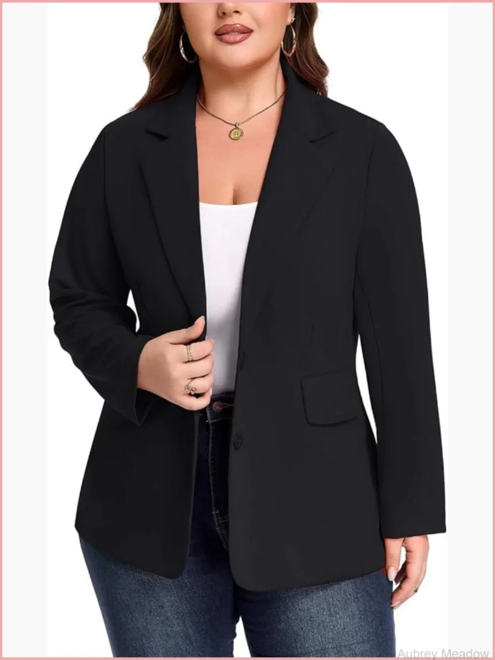 Plus Size Casual Blazers Button Front Long Sleeve Work Office Blazer Jacket